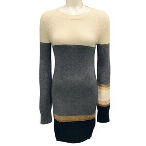 Vionnet Ivory / Charcoal Grey / Gold Metallic / Black Striped Long Sleeved Knit